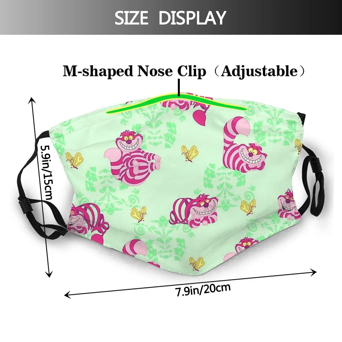 Cheshire Cat Alice's Adventure in Wonderland Protection's Mask Funny Cute Washable Fabric Mask With Filters Protection Muffle