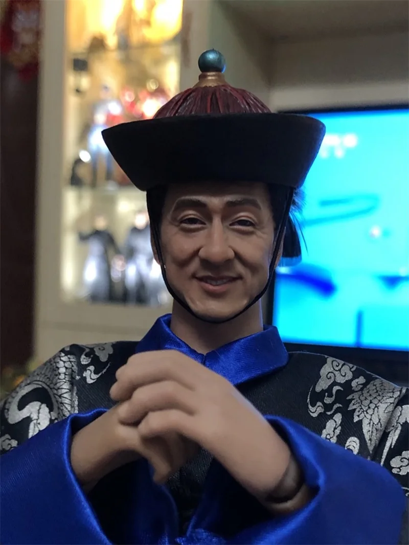 In Stock For Sale 1/6th Agent Jackie Chan Police Smile Face Version Male Head Sculpture For Usual 12inch Doll Action Figure