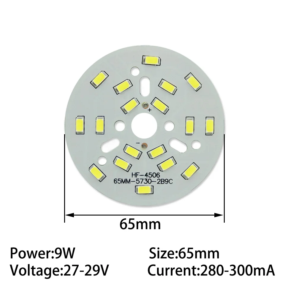 5Pcs 9W SMD5730 Brightness Light Board LED Lamp Panel 50mm 58mm 65mm 78mm 85mm For DIY Ceiling Bulb Light Downlight