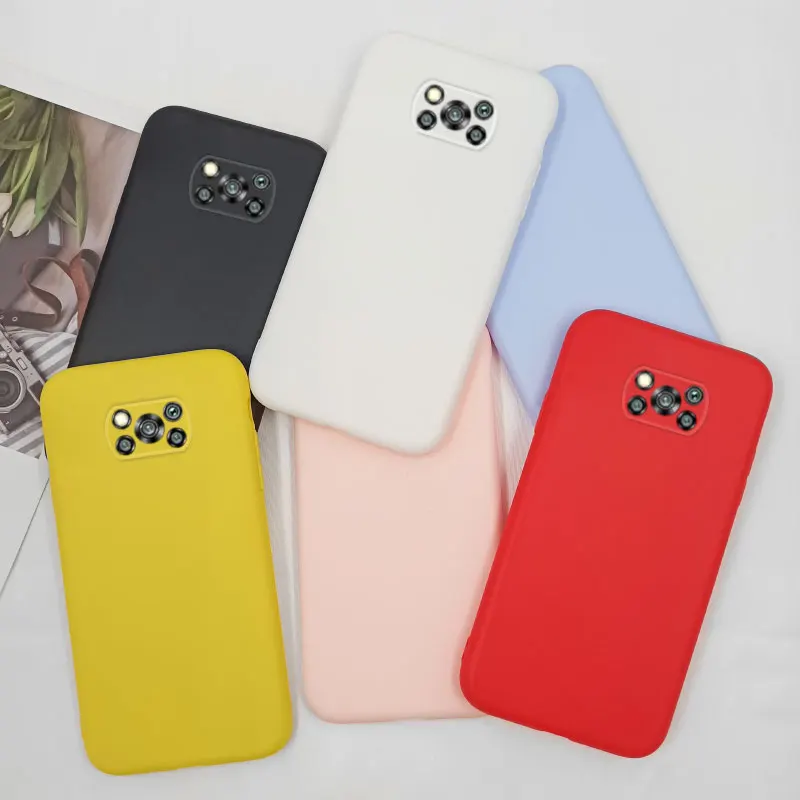 TPU Case For Xiaomi Poco X3 Pro Case Back Cover Silicone Soft Matte Yellow Pink Purple Black For Xiomi PocoX3 NFC Phone Funda