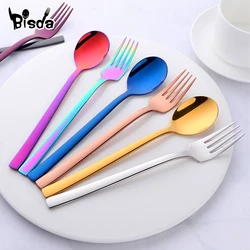 2Pcs Spoon and Fork Set,Children's Stainless Steel Dinnerware Set, Student Cutlery, Dinner Eating Tools, 18/8, Safety Tableware