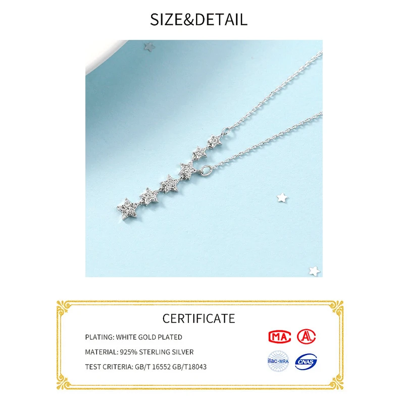 Women's Elegant Silver Star Tassel Chain Necklace