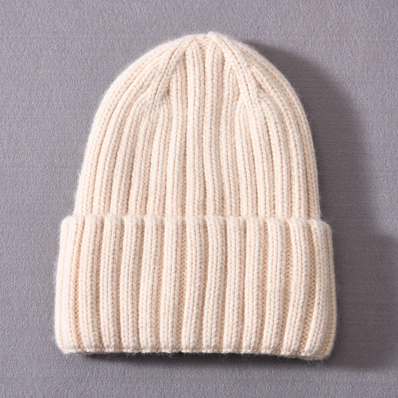 Winter Seide Satin Gefüttert Beanie Hüte Frauen Männer Unisex Dick Chunky Cap Striped Warme Weiche Hohe Qualität Kaschmir Gestrickte Beanie hut