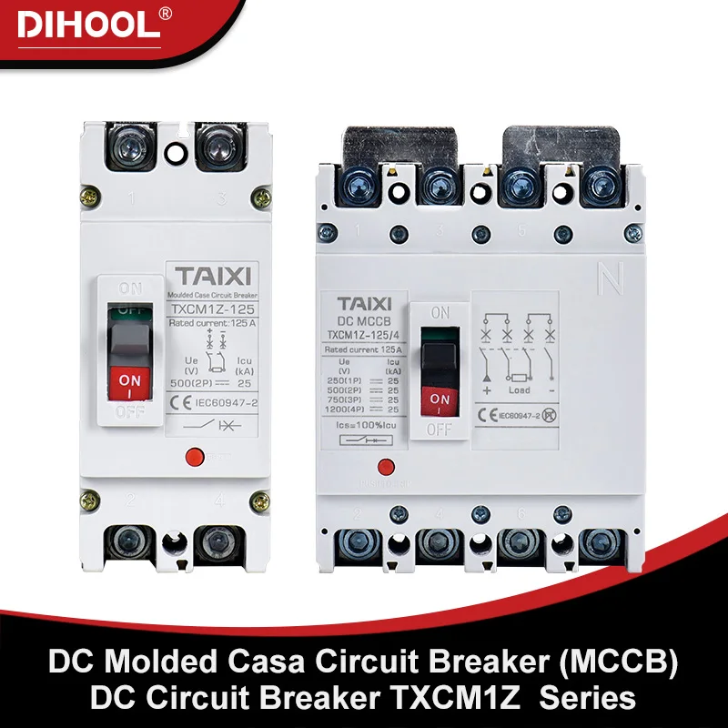 

TXCM1Z PV DC Molded Case Circuit Breaker 1P 2P 3P 4Poles Solar Protector 100A 160A 200A 250A 400A 630A PV MCCB 500V 750V 1000V