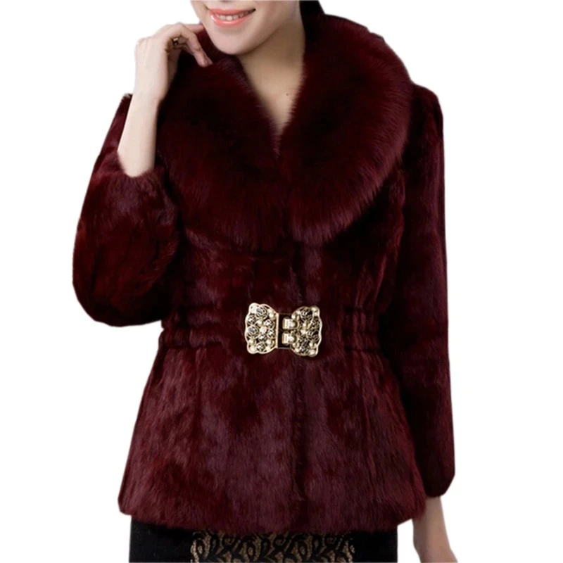 New Short Fur Coat Women Jacket 2024 Autumn Winter Imitation Rabbit Hair Short Korean Loose Thin Large Fur Collar Women Coat