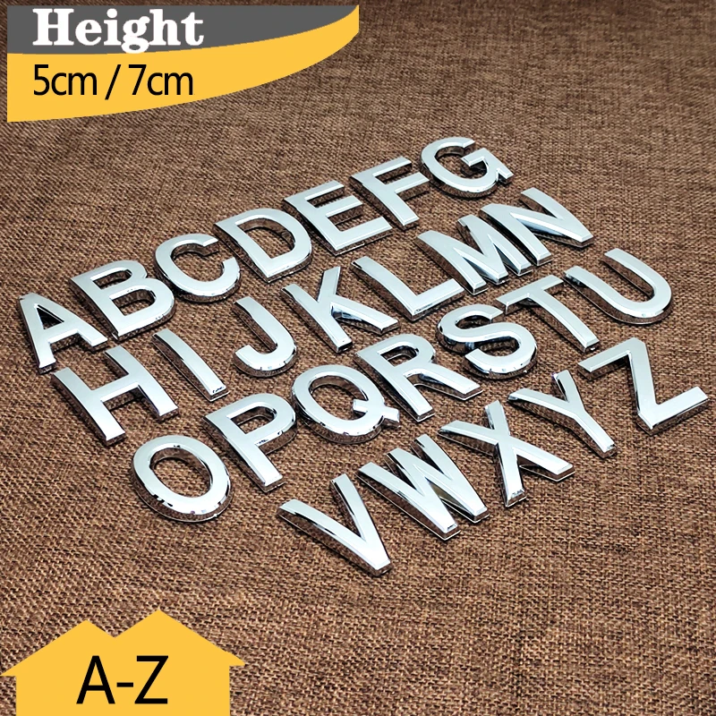 

5 см/7 см A-Z наклейки с номером дома серебряная табличка номер дома отель номер двери адрес цифры наклейка табличка знак АБС-пластик