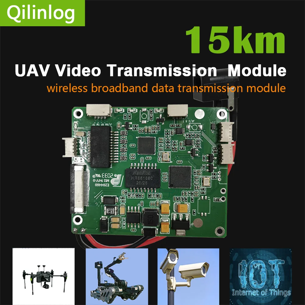 Ricetrasmettitore wireless per trasmissione di immagini UAV a lunga distanza da 15km, trasmissione trasparente wireless per dati di controllo video/volo UAV