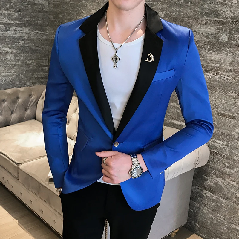 

2022 Fashion Blazers Mens Royal Blue Terno Slim Fit Masculino Club Performance Costume Pink Blazers Mens Americana Hombre Party