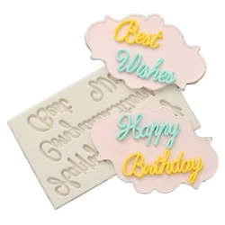 Letters Fondant Mold Happy Birthday Best Wish Cupcake Decorating Cake Border Silicone Chocolate Candy Polymer Clay Molds H693