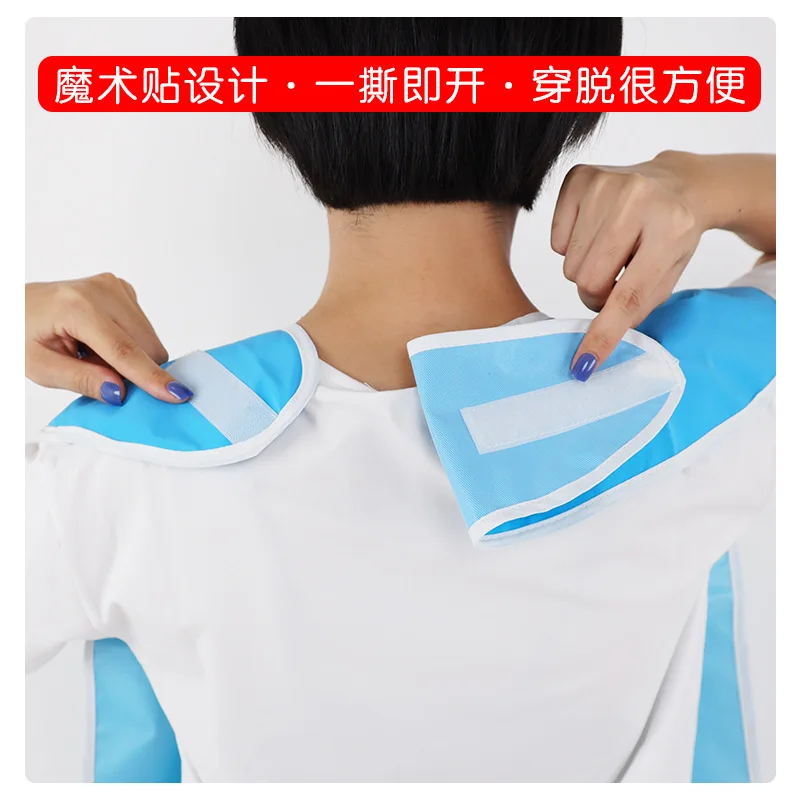 2 Pieces Elderly Eating Bib PVC Water And Oil Barrier Washable Scrubbed With Side-Adhesive Adult Apron With Meal Pocket