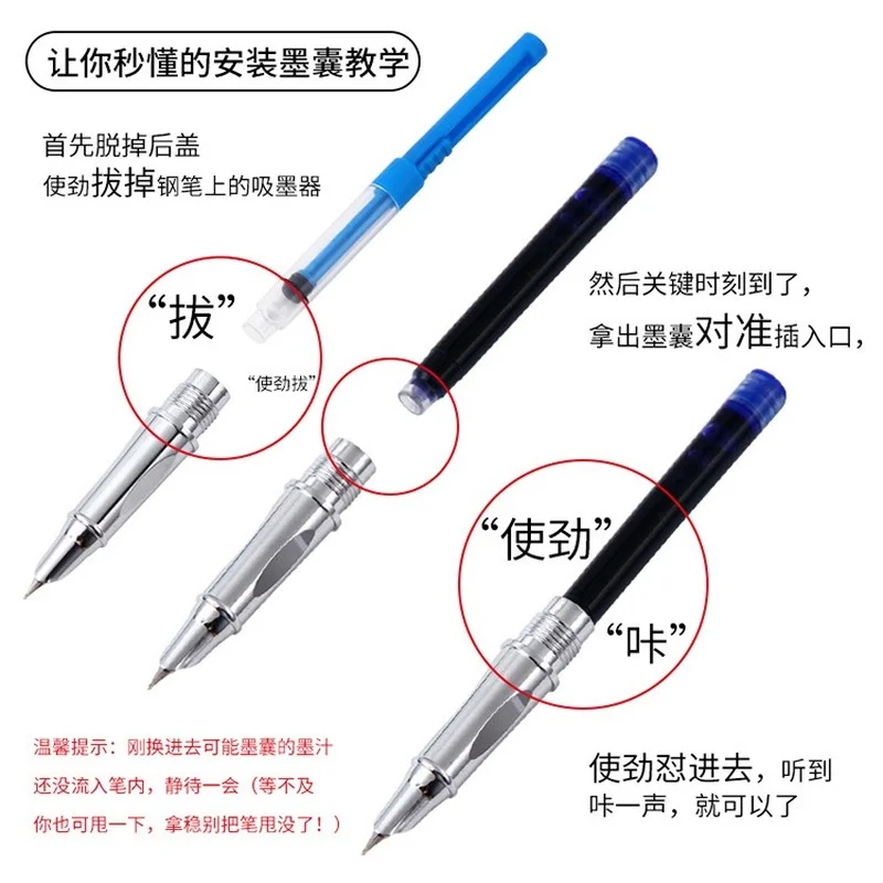 万年筆用インクカートリッジ,口径ピース/パックまたは3.4mm,黒,ダークブルー,赤,青,学用品,10ユニット