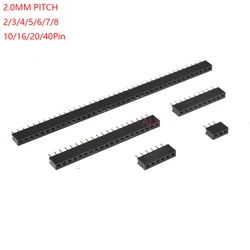 Conector hembra recto de una sola fila, 10 piezas, 1/2/3/4/5/6/8/10/40 Pines, 2,0 MM, 2MM, 3p/4p/6p/8p/20p/40p