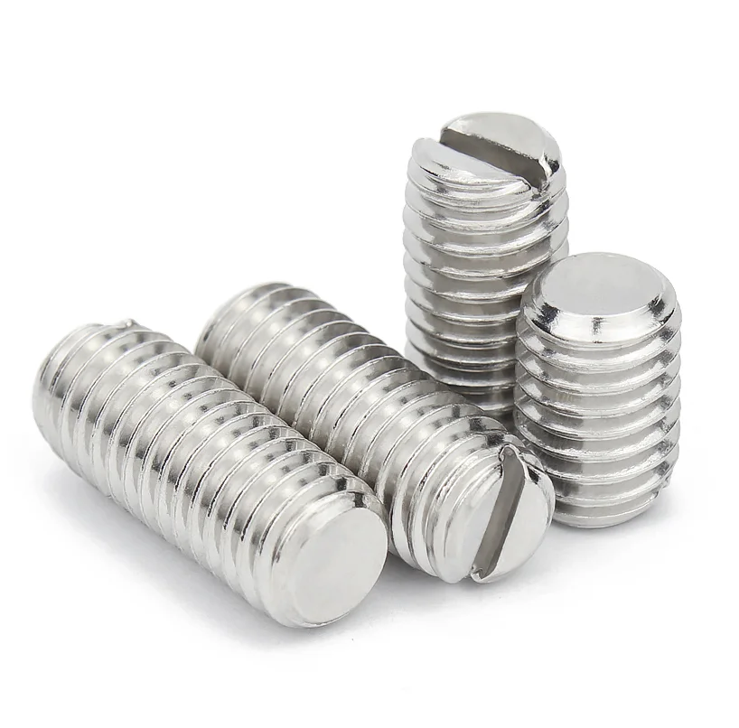 5/10pcs M1.2 M1.4 M1.6 M2 M2.5 M3 M4 M5 M6 M8 GB73 304 Stainless Steel Slotted Head Flat Point End Headless Grub Bolt Set Screw