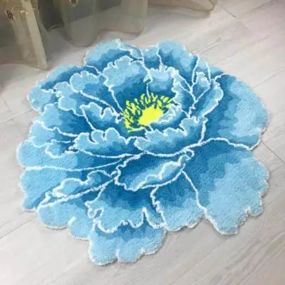 New Creative 3D Peony Flower Carpet Bedroom Livingroom Round Rugs Bed Soft Parlor Rug Anti-slip Hallway Chair Kids Door Mat