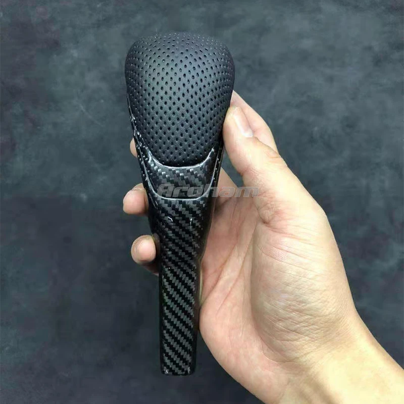 Carbon Fiber Gear Shift Knob Perforated Leather Gearshift Head Customized For Honda Accord 2013 2014 2015 2016