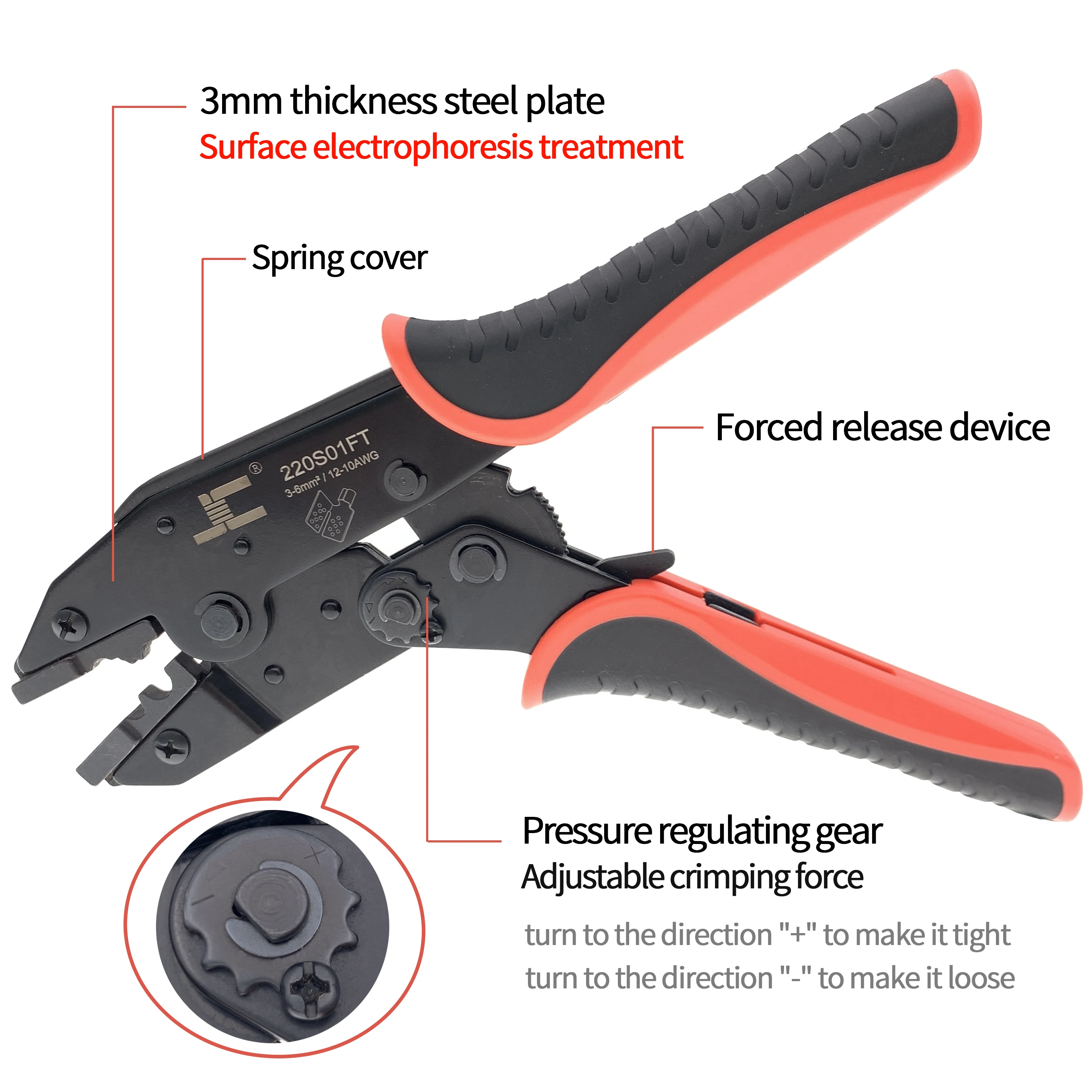 Crimping tool for electric heating film terminal Ratchet crimping tool Electric heating film clamp