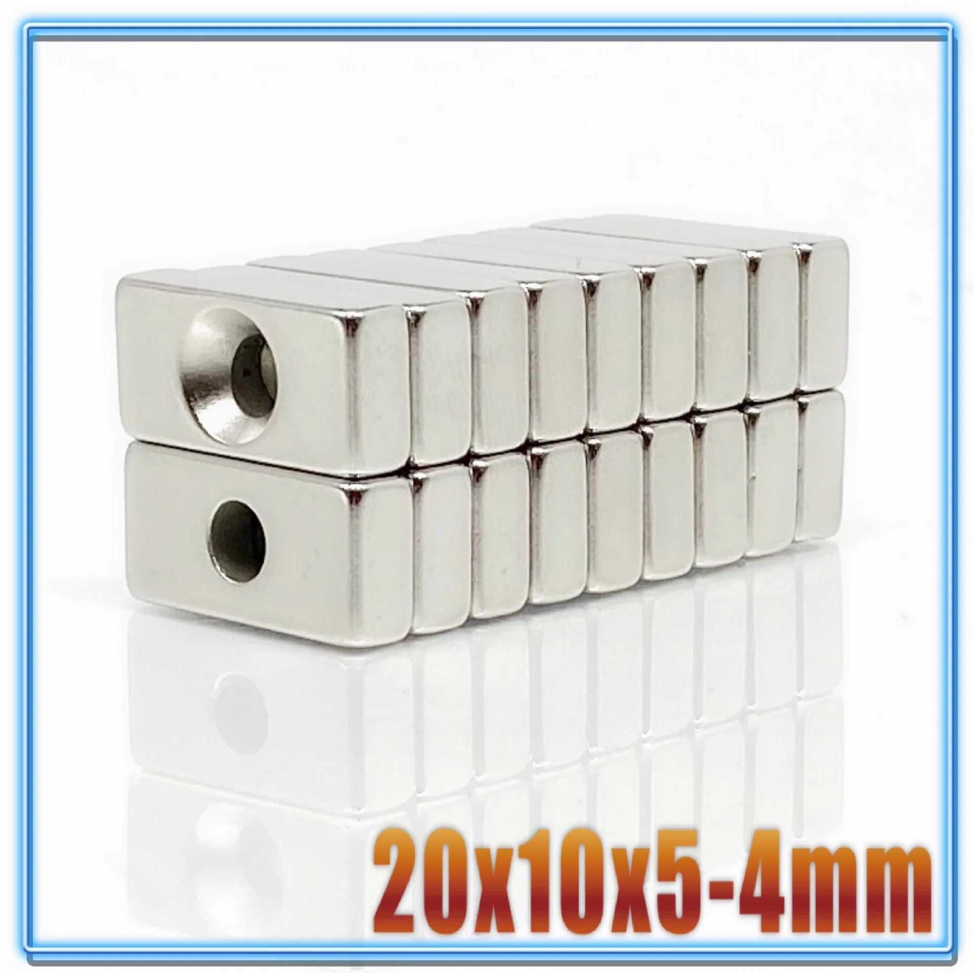 5 ~ 200 PCs 20x10x3 20x10x4 20x10x5 hole 4 N35 heavy duty block countersunk magnets Rare Earth Permanent Magnet 20*10*3-4