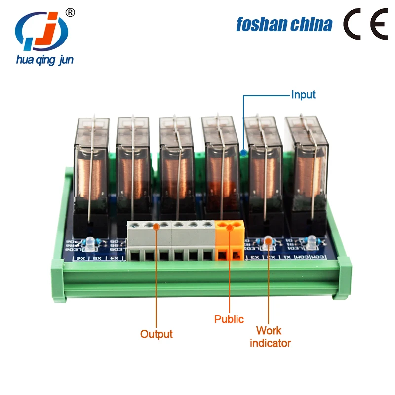 

Foshan 6-Channel Transparent Hongfa Relay Module 16A 1NO 1NC 24VDC Electromagnetic Relays for Parking System