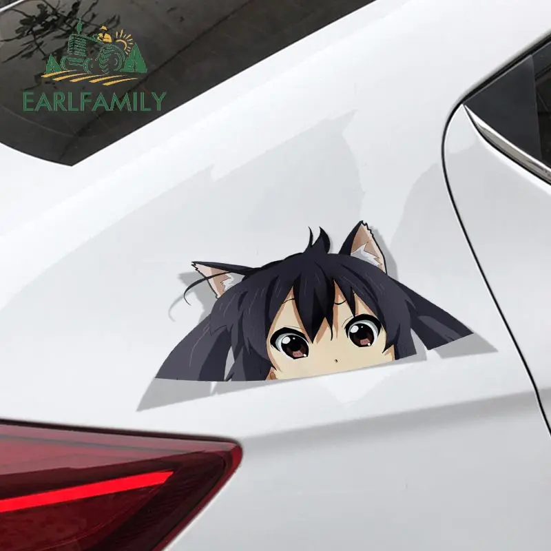 EARLFAMILY 13cm x 7.9cm for Azusa Nakano K-on Peeker Peek Anime Vinyl JDM Car Stickers Window Trunk Laptop Decal Car Accessories