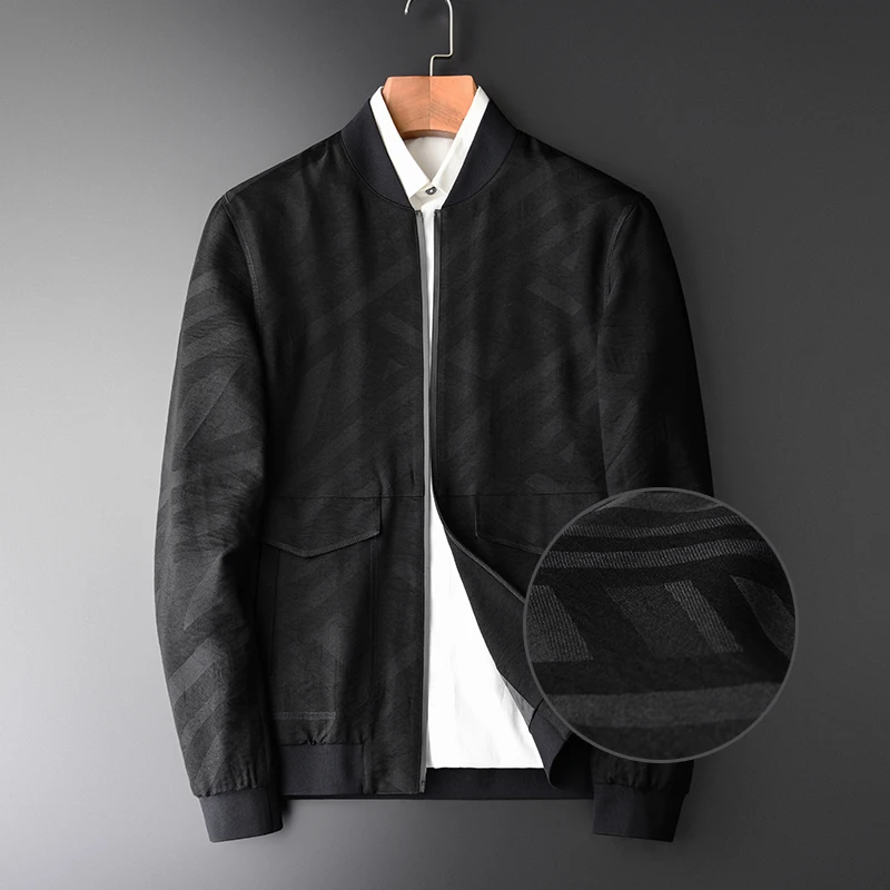 

Brand Male Jacket Fashion Yarn Dyed Baseball Collar Mens Jackets And Coats Hight Quality Autumn Slim Fit Zipper Jackets Man