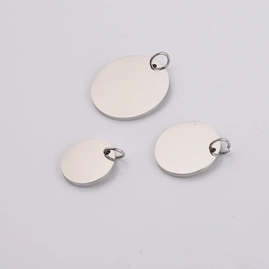 50pcs 8-30mm 3Color Mirror Polish Stainless Steel Round Blank Pendants with Jump Ring Stamping Blanks For DIY  Tag