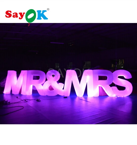 

1.2m H x 6.17m L Inflatable MR&MRS Letters with LED Light for Valentine's Day Wedding Anniversary Party Decorations