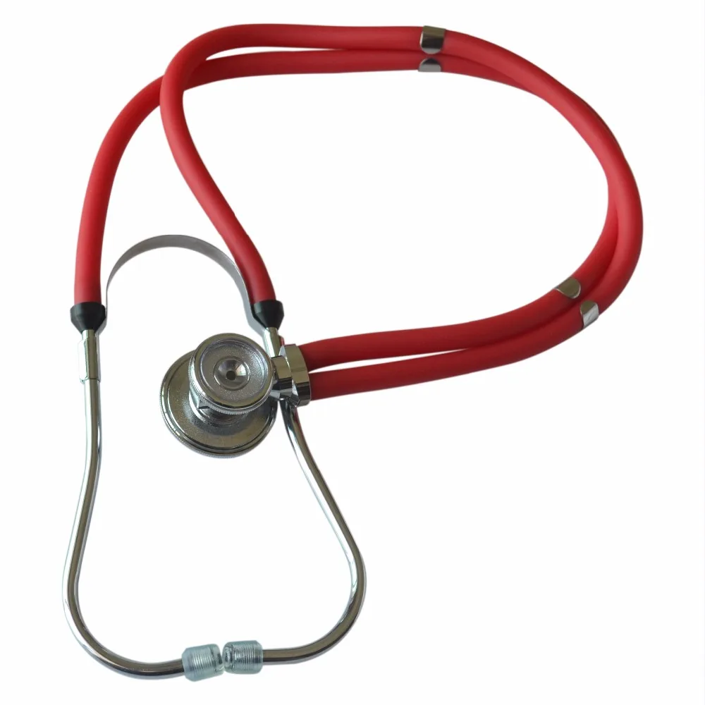 Multifunction Dual Head Stethoscope EMT Clinical Auscultation Device Red Color For Medical Diagnosis Test