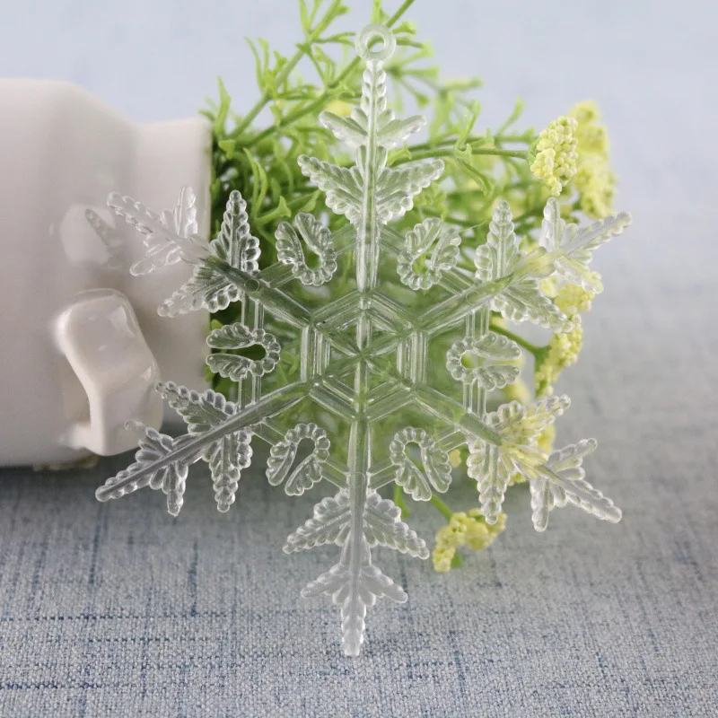 Clear Plastic Snowflake for Christmas Tree Decoration, Home Decoration Accessories, Wedding Decoration Prop, 50PCs per Lot