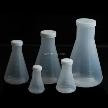 Flacon erlenmeyer en plastique de laboratoire de 50ml à 1000ml, récipient conique avec bouchon à vis pour expérience en laboratoire