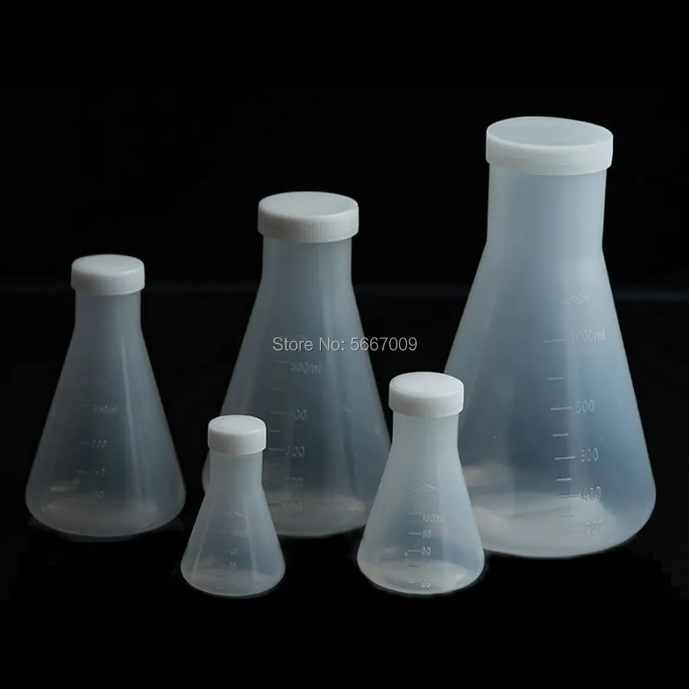 frasco plastico erlenmeyer garrafa conica do recipiente com tampa de rosca para experimento laboratorial 50ml a 1000ml 01