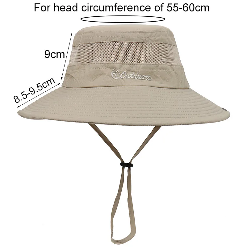 Summer Sun Hat Bucket Men Women Boonie Hat Quick Dry Outdoor UV Protection Hiking Fishing Mesh Breathable Panama Hat UPF50+