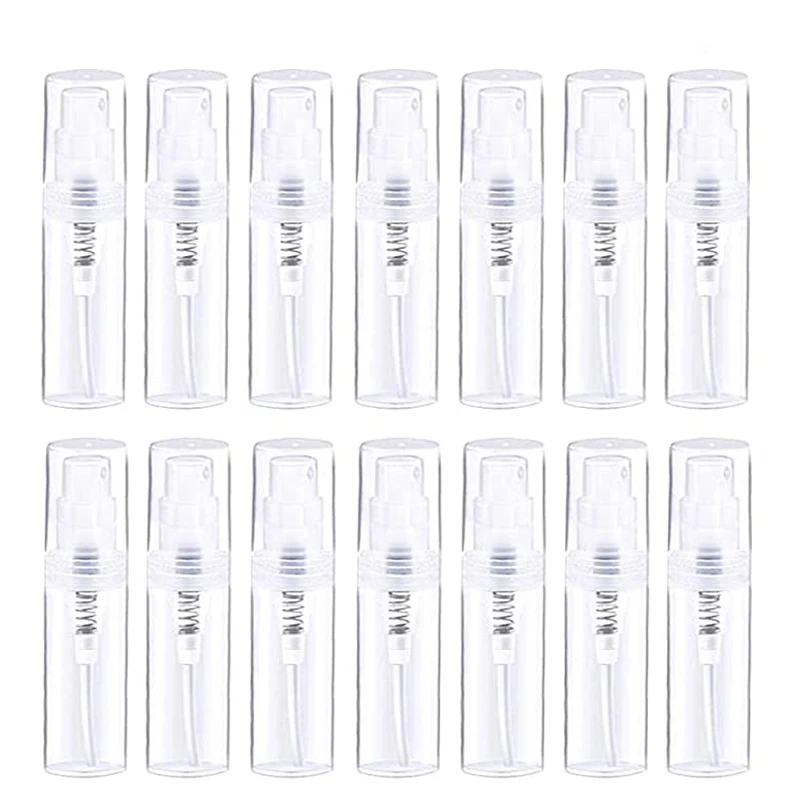 

500pcs Transparent Plastic Spray Bottles 2ML 3ML Mini Refillable Essential Oil Perfume Sample Vial Empty Cosmetic Containers