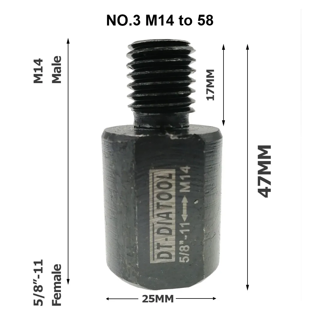DT-DIATOOL個m14からm10、m14から5/8 "-11、5/8"-11からm14またはm10からm14のドリルコアビットアダプター用の異なるネジアダプター