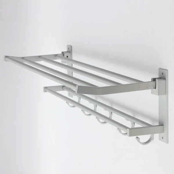 Foldable Alumimum 5 Hooks Towel Bar Set Rack Holder Hanger For Bathroom Hotel