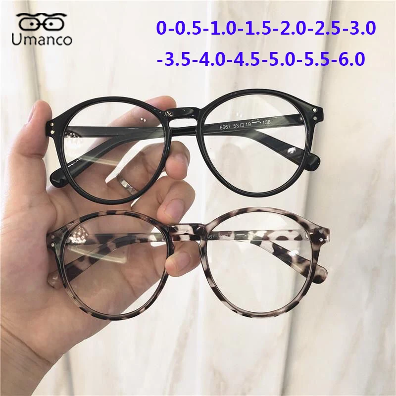 

Umanco Vintage Black Round Finished Myopia Glasses Women Men Anti Blue Light Eyeglasses Prescription Nearsight Eyewear 0~-6.0