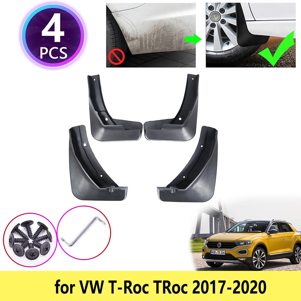 4 PCS Mudguards for VW Volkswagen T-Roc R R-Line 2017~2021 2018 Mudflap Fender Mud Flaps Flares Splash Muddy Baffle Accessories