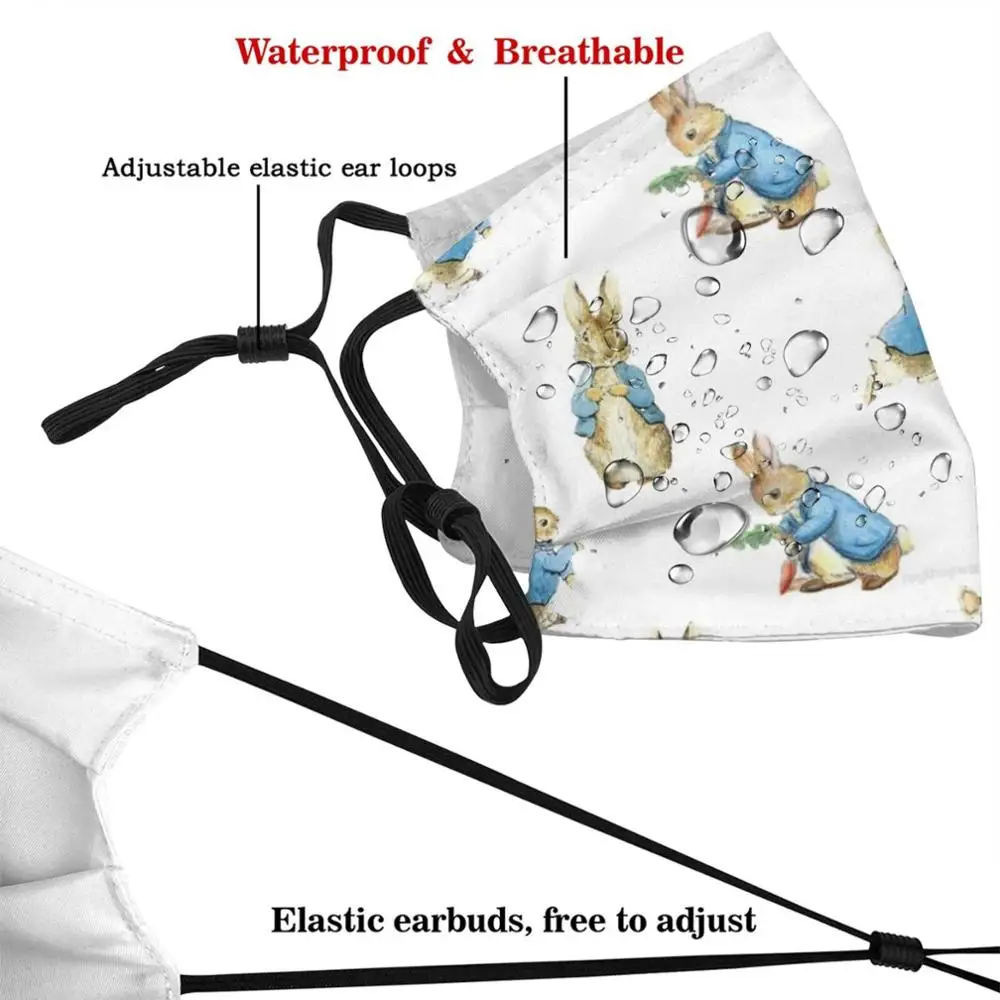 The Rabbit Mask Cloth Reusable Print Filter Washable Rabbit Bunny Easter Peter Cottontail Babies Kids