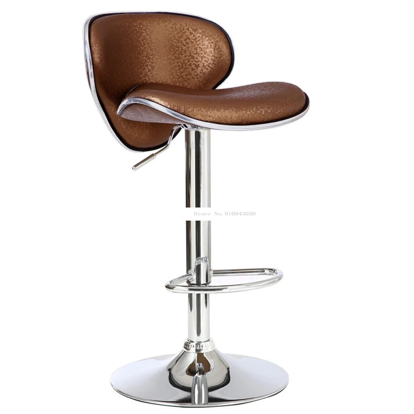 Silla de barra giratoria de acero inoxidable, taburete de Bar con respaldo, cojín suave, altura ajustable, 58-78CM