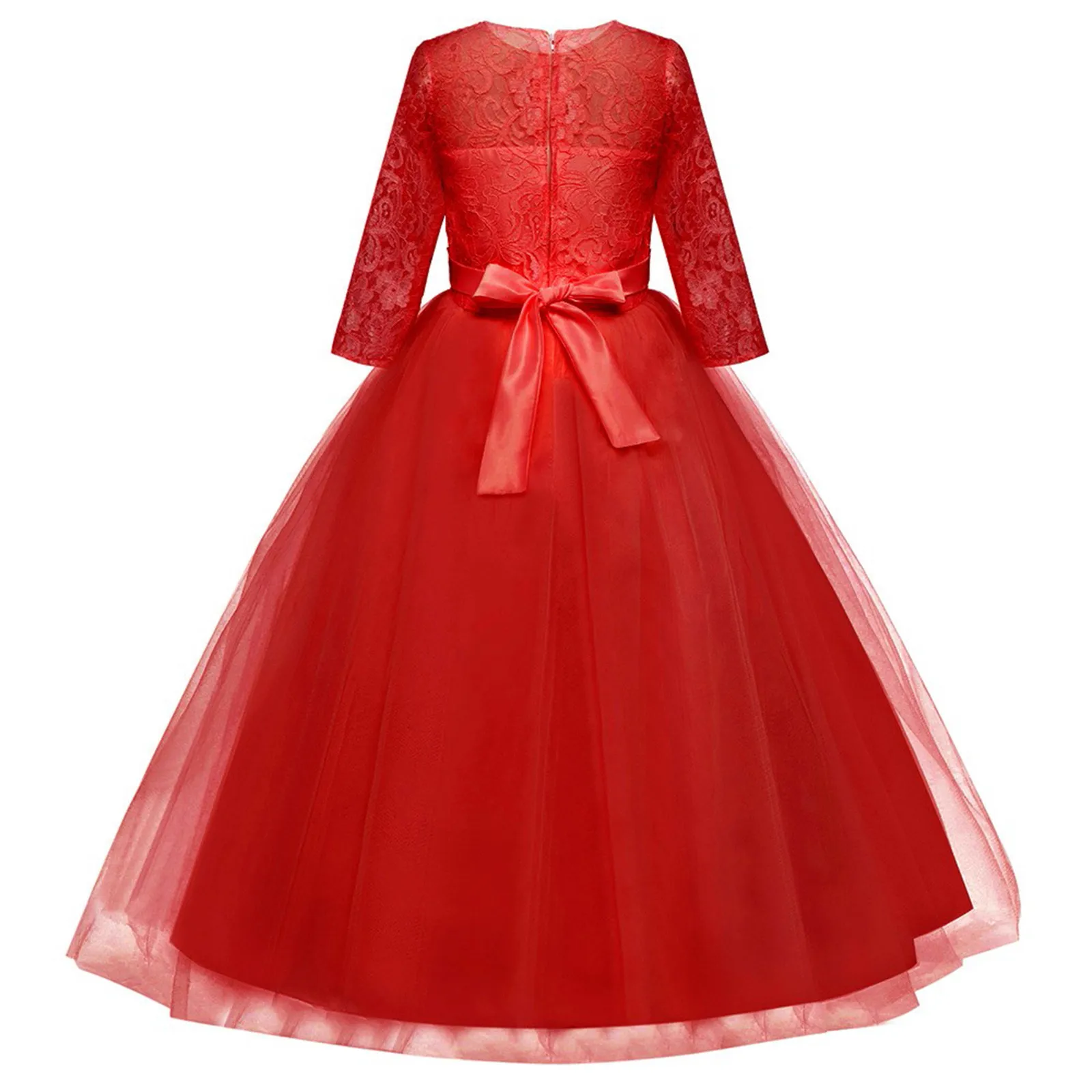 5-14Y Teenage Princess Dress For Girls Summer Party Elegant Long Tulle Baby Girls Kids Lace Ceremony Dresses Children\'s Clothing