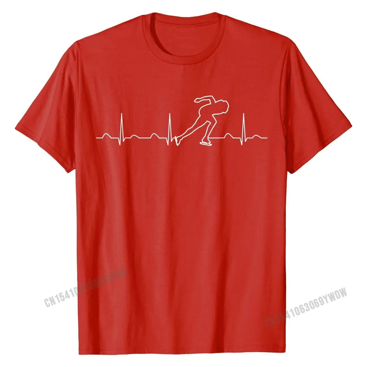 Speed Skating Heartbeat Shirt, Funny Cute Skater Love Gift Print Mens Top T-shirts Funky Cotton Tops & Tees Fitness Tight