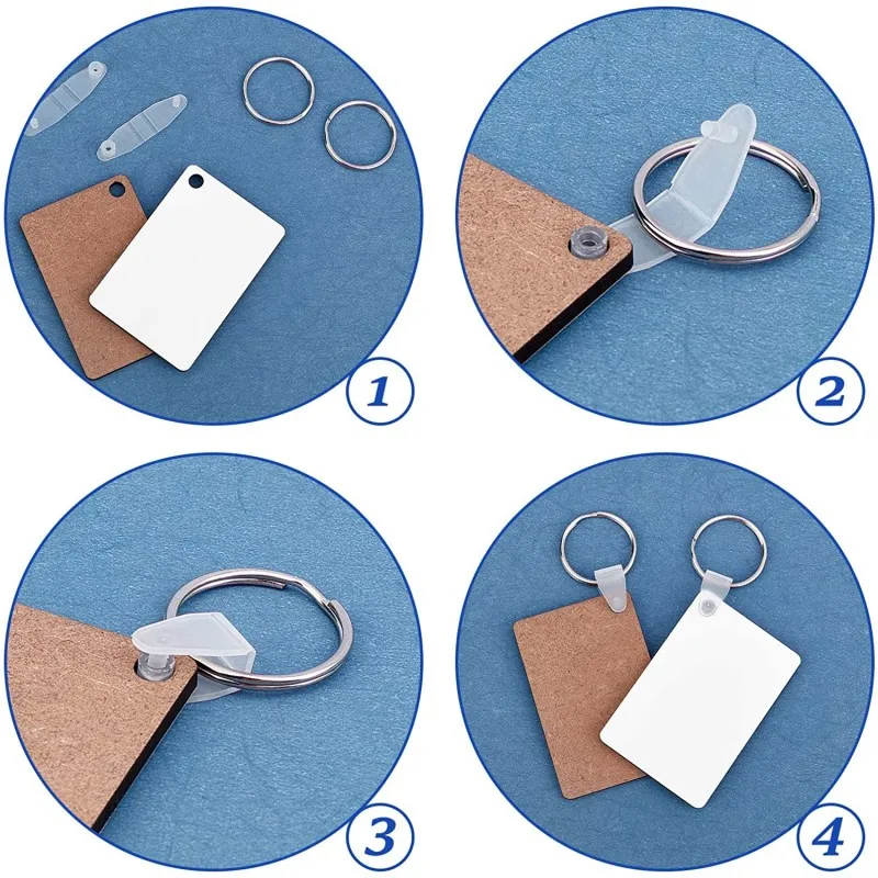 30PCS Sublimation Blank Keychain Heat Transfer MDF DIY Double-Side Printed Keychain