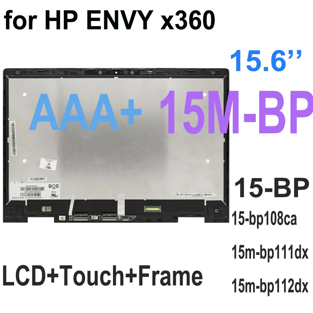 

15.6 Inch For HP Envy X360 15-BP 15M-BP series 15M-BP012DX BP111DX laptop LCD Touch Screen Digitizer Assembly+Frame Replacement