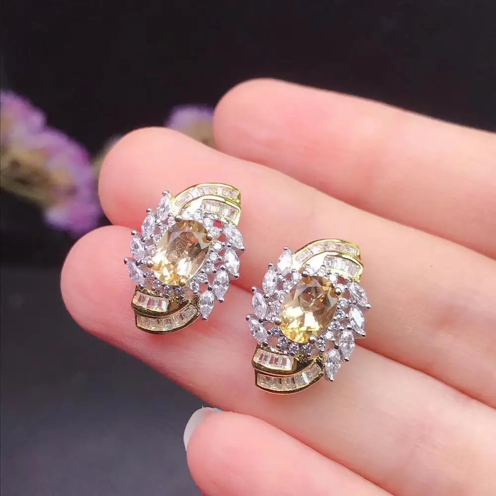 

Natural Topaz Earrings women's gift luxury design hot selling style 925 Sterling Silver