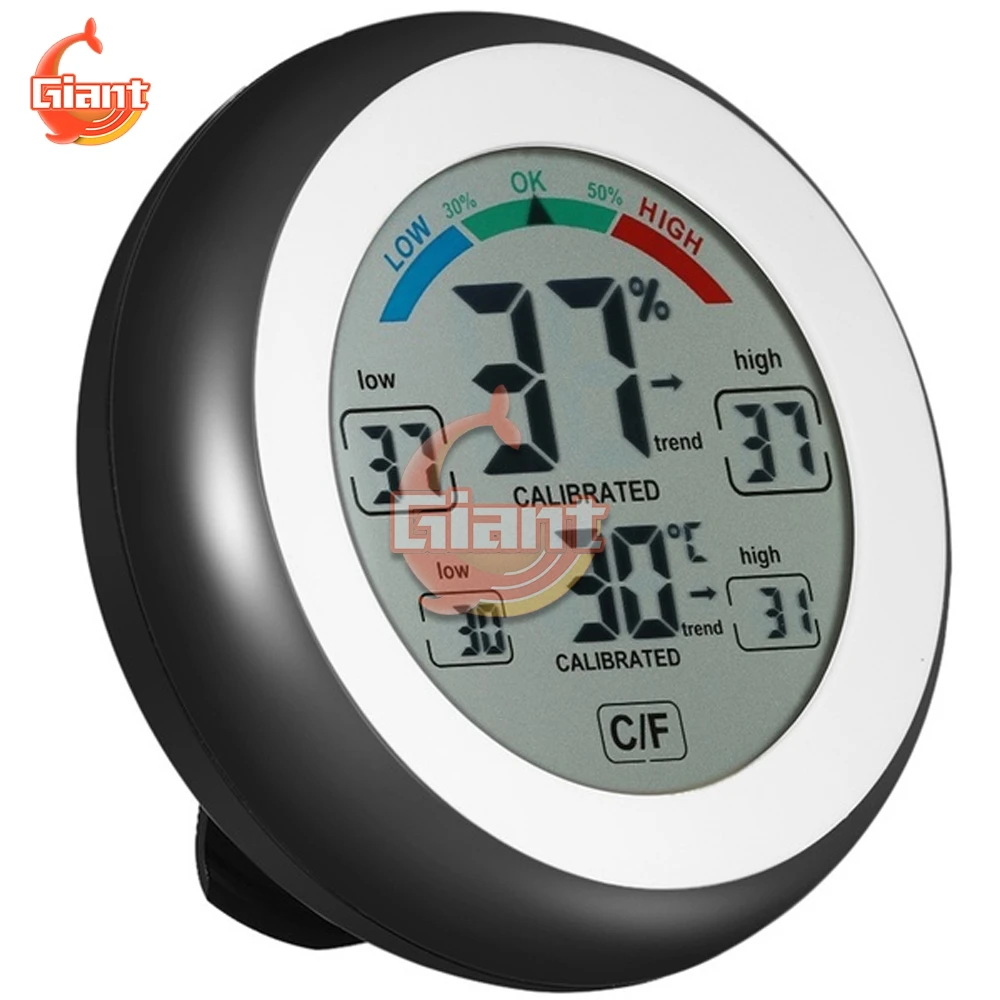 Thermometer 12V Digital LED Display Car LCD Digital Indoor Hygrometer Touchscreen Temperature Humidity Meter for Car Motorcycle