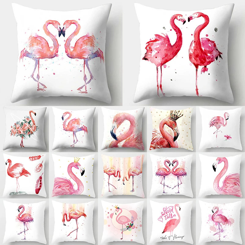 

Pink Flamingo Pillow Cushion Decorative Cushion Cover Romantic Lover Flamingo Pillow Covers Decorative Home Decor 45*45 40549