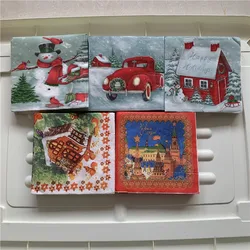 20 vintage Christmas napkin paper tissue Xmas Santa Claus deer snow flower handkerchief decoupage wedding birthday party decor