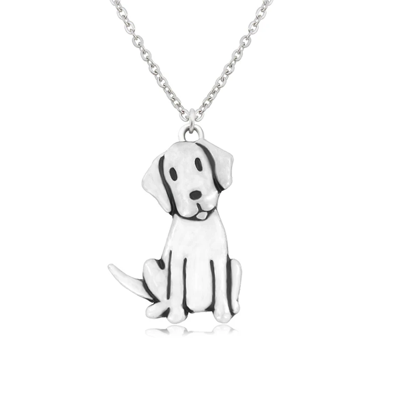 Labrador Retriever & Golden Retriever Dog Pendant Necklace For Women Stainless Steel Long Chain Necklace Kids Friendship Jewelry