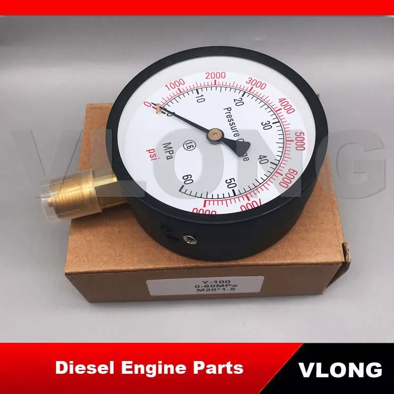 0-60Mpa Pressure Gauge for S60h Diesel Injector Nozzle Tester, 0-8000Psi Pressure Meter Testing Tool