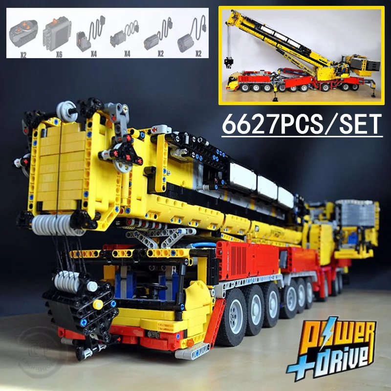 RC Power Functions Crane Ltm 1750 9.1 Engineering Vehicle DIY Motor MOC-5721 Kit Building Blocks Bricks DIY Kids for Toys Gifts