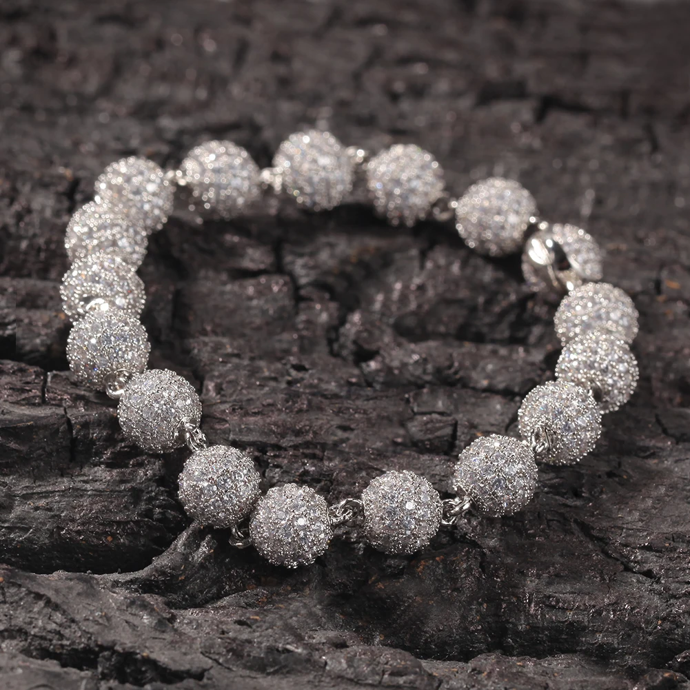 8.5mm Round Ball Miami Cuban  Bracelet Micro Paved Cubic Zircon Cuban Bracelet Mens Women Hip Hop Jewelry